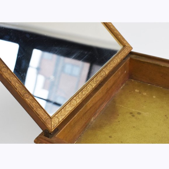 Rare antique wooden box with decorative lid, collectible painting storage box - Picture 3 of 10